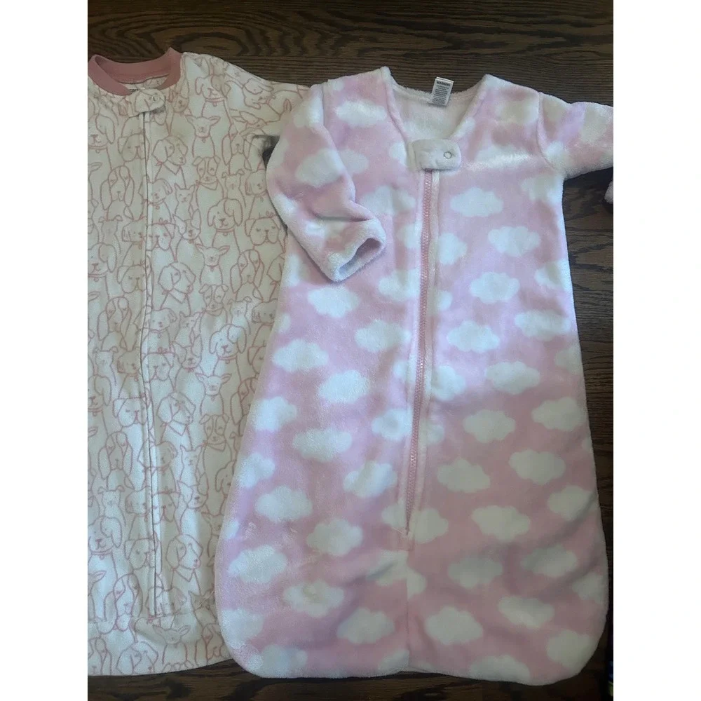 Carter's Hudson Baby Fleece Sleep Sack‎ Bundle Giraffe Dog Cloud Pink White 0-6M